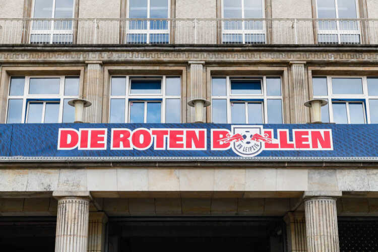 Die Roten Bullen sign at Red Bull Arena in Leipzig