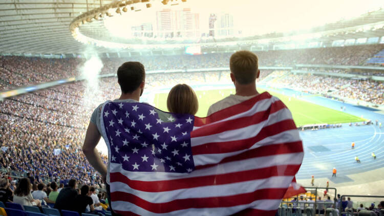 US fans watching a football match
