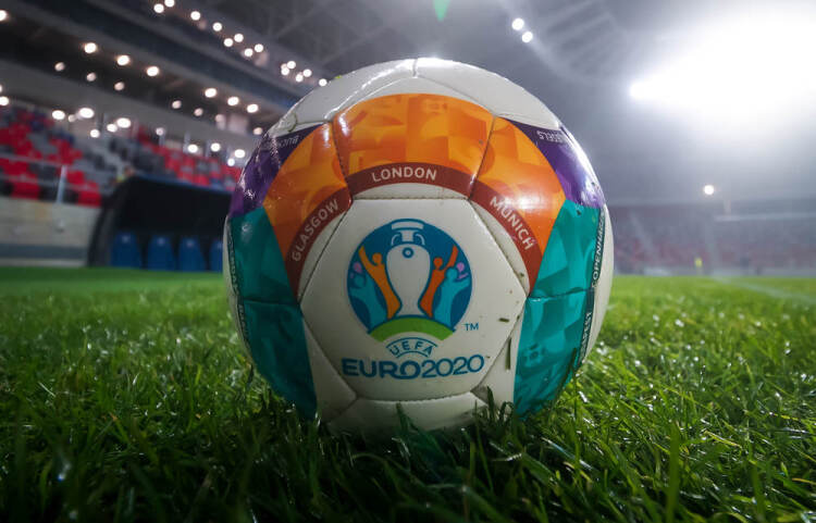 UEFA EURO 2020 ball on a football pitch
