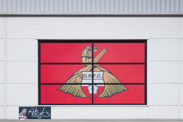 Doncaster Rovers logo at Keepmoat Stadium