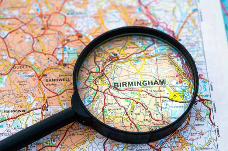 Map of Birmingham, England