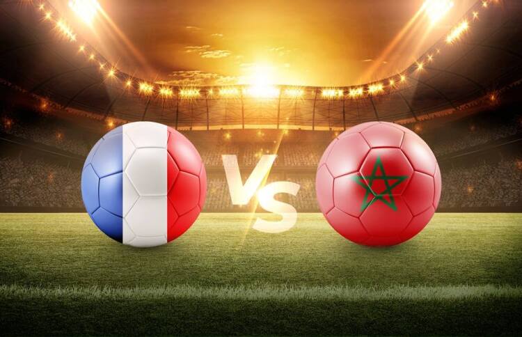 France v Morocco flags on footballs image