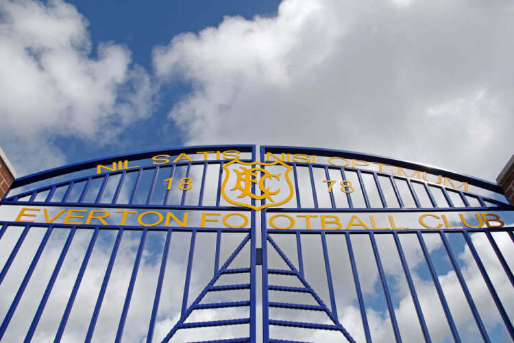 Everton sign on entrance gate at Goodison Park