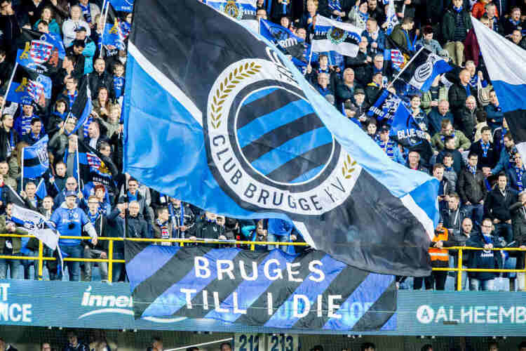 Club Brugge fans with flag