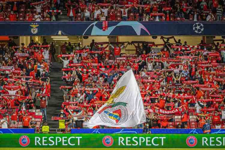 Benfica fans in the Champions League at the Estadio Da Luz.