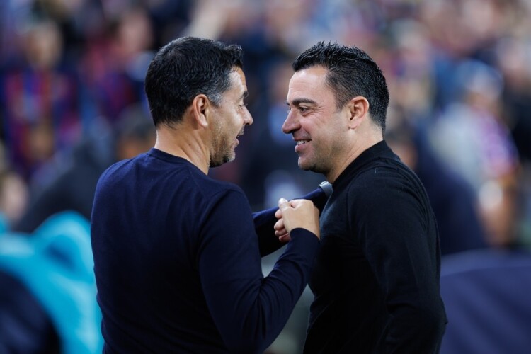 Miguel Sanchez & Xavi prior to the LaLiga match between FC Barcelona and Girona FC.