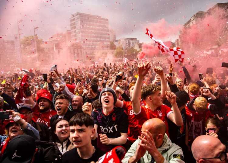 Nottingham Forest fans celebrating